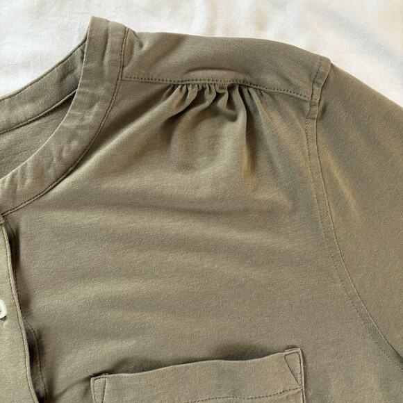 Lands' End Women 1X (16W-18W) Olive Green Long Sleeve Button Down Tunic Shirt - Picture 9 of 15